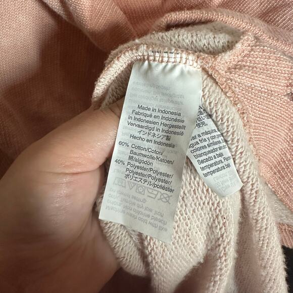 J. Crew Women's Pink Funnel Neck Fleece Sweatshirt Sweater Size Medium - Picture 4 of 7